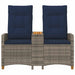 Ligbank met tafel Grijs en Marineblauw 126 x 65 x 112 cm