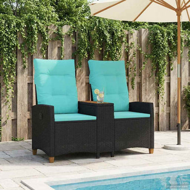Ligbank met tafel Zwart en Turquoise 126 x 65 x 112 cm