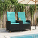 Ligbank met tafel Zwart en Turquoise 126 x 65 x 112 cm