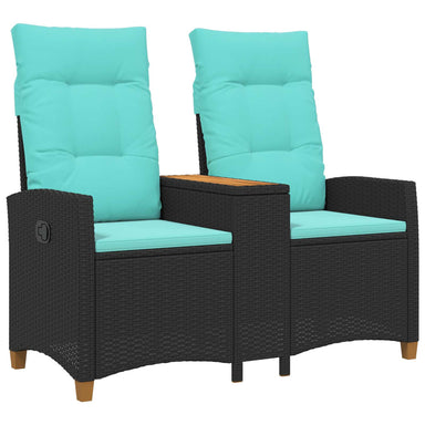 Ligbank met tafel Zwart en Turquoise 126 x 65 x 112 cm