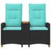 Ligbank met tafel Zwart en Turquoise 126 x 65 x 112 cm