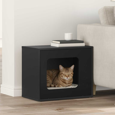 Kattenhuis Zwart 51 x 30 x 42,5 cm Bewerkt hout