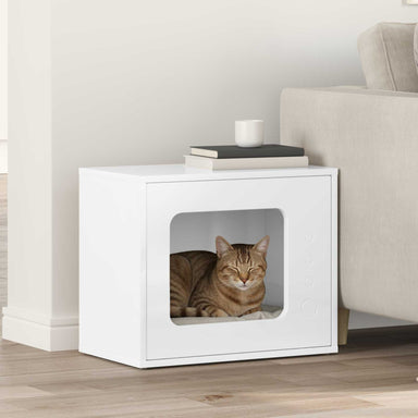 Kattenhuis Glanzend Wit 51 x 30 x 42,5 cm Bewerkt hout