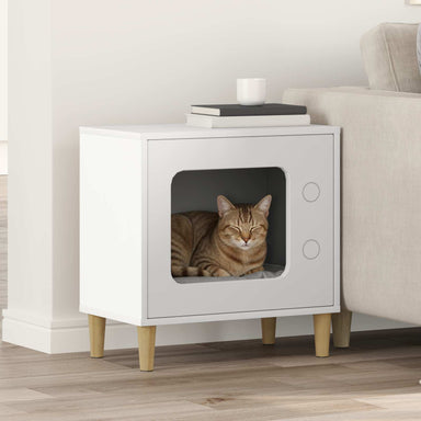 Kattenhuis Wit 51 x 30 x 52 cm Bewerkt hout