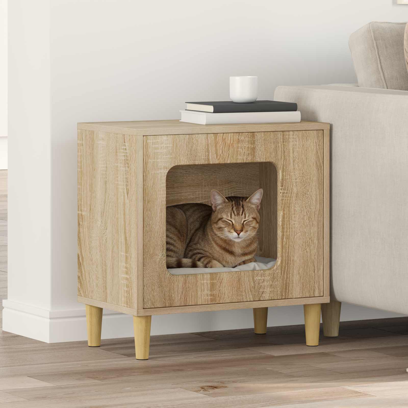 Kattenhuis Sonoma 51 x 30 x 52 cm Bewerkt hout