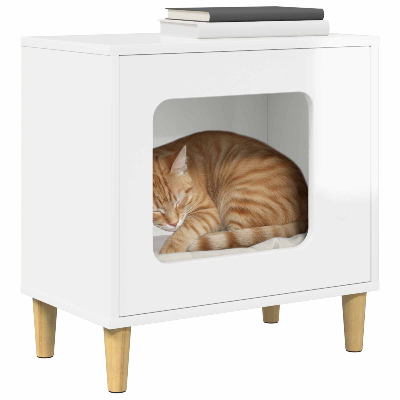Kattenhuis Glanzend Wit 51 x 30 x 52 cm Bewerkt hout