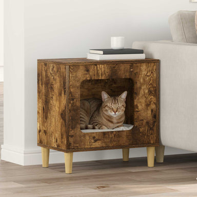 Kattenhuis Gerookt eiken 51 x 30 x 52 cm Bewerkt hout