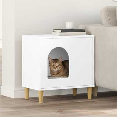 Kattenhuis Wit 51 x 30 x 52 cm Bewerkt hout