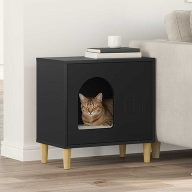 Kattenhuis Zwart 51 x 30 x 52 cm Bewerkt hout