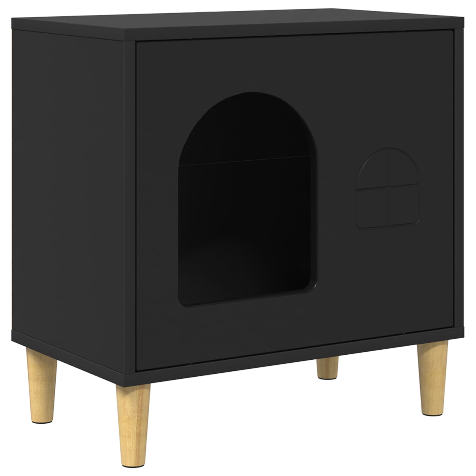 Kattenhuis Zwart 51 x 30 x 52 cm Bewerkt hout