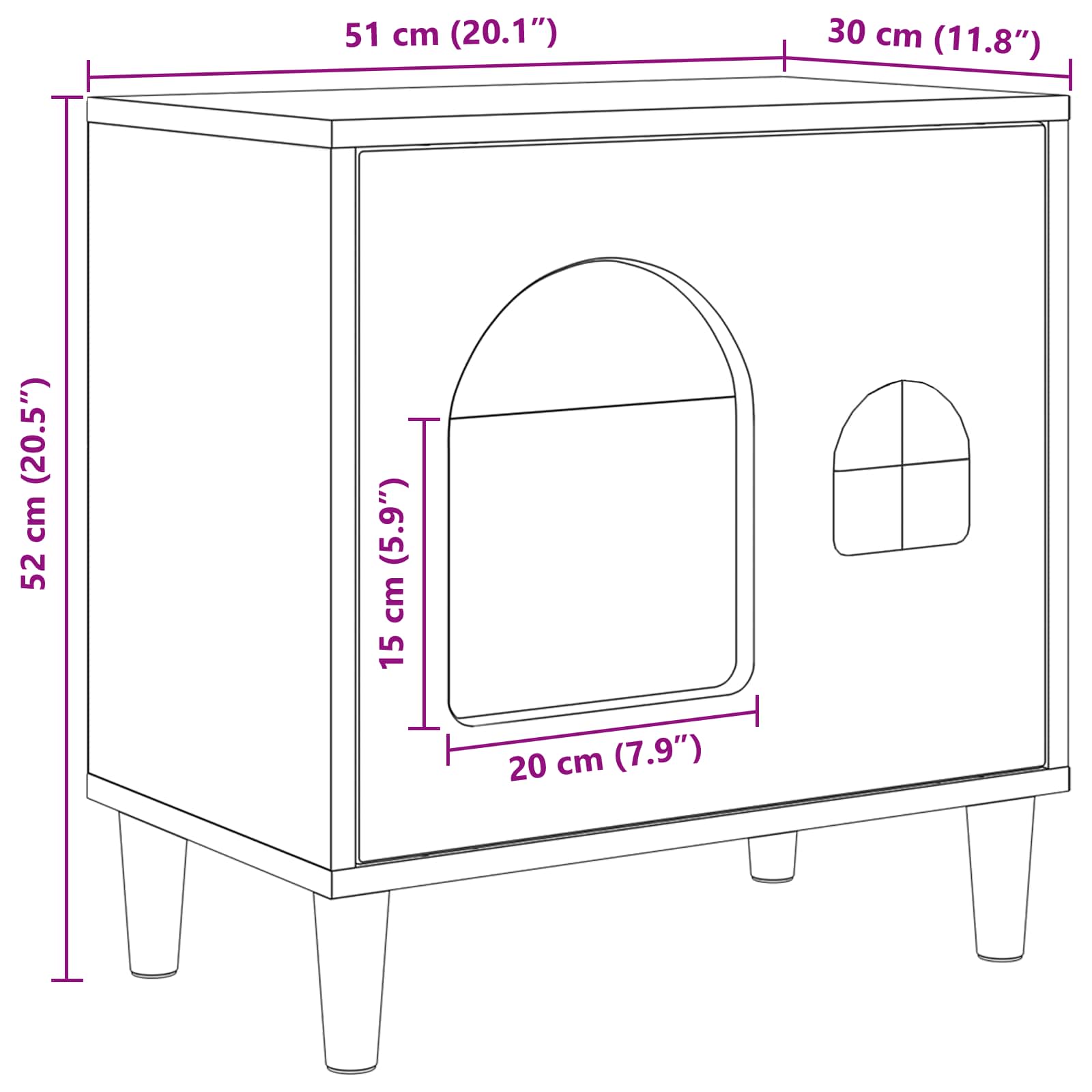 Kattenhuis Sonoma 51 x 30 x 52 cm Bewerkt hout