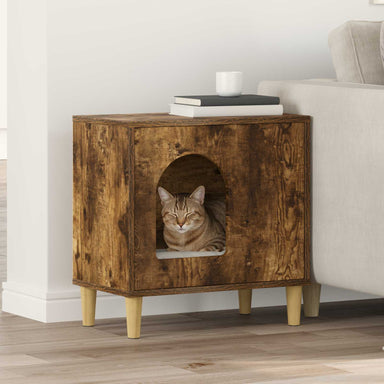Kattenhuis Gerookt eiken 51 x 30 x 52 cm Bewerkt hout