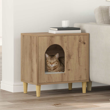 Kattenhuis Ambachtelijk eiken 51 x 30 x 52 cm Bewerkt hout