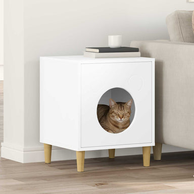 Kattenhuis Wit 42,5 x 40 x 53 cm Bewerkt hout