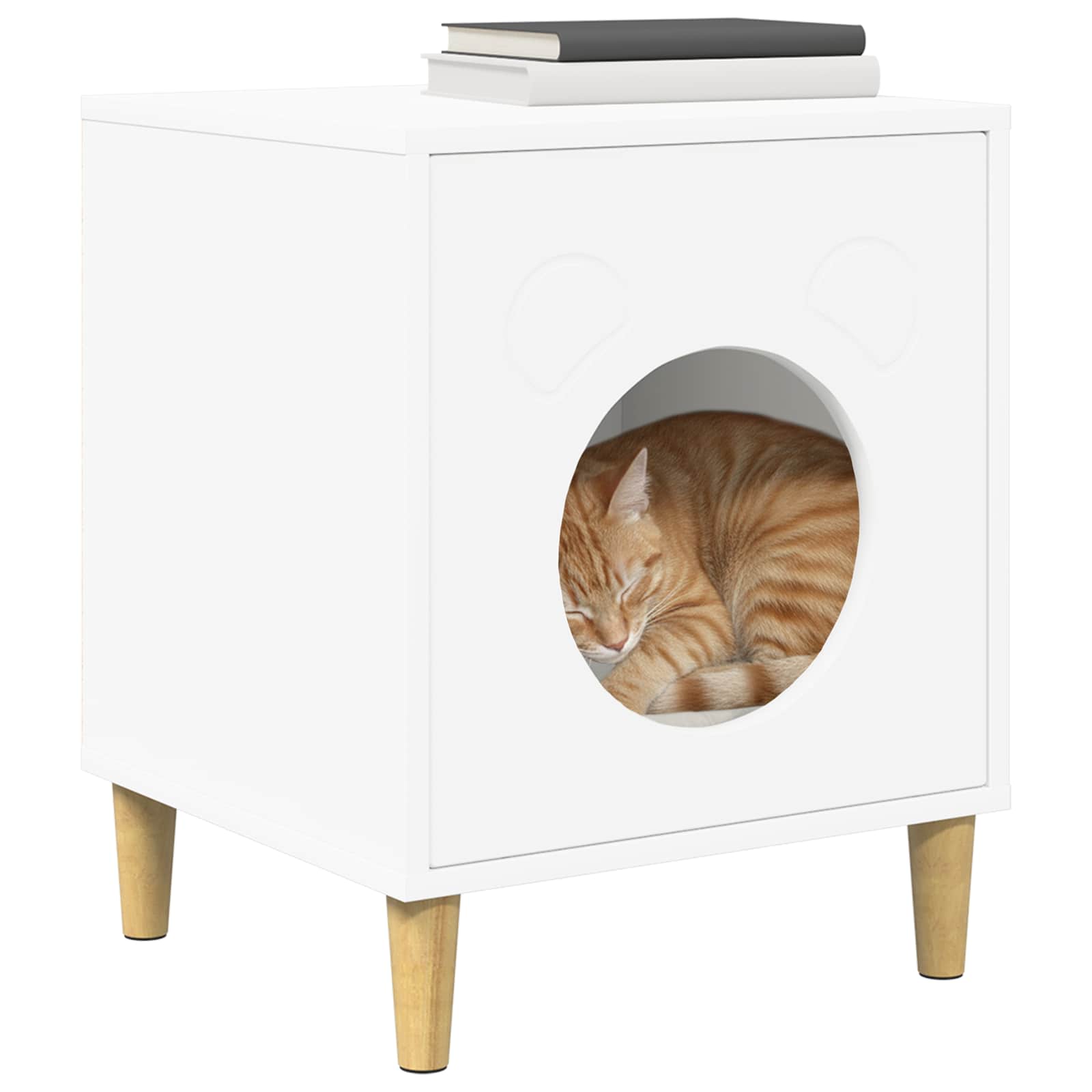 Kattenhuis Wit 42,5 x 40 x 53 cm Bewerkt hout