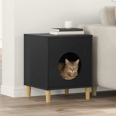 Kattenhuis Zwart 42,5 x 40 x 53 cm Bewerkt hout