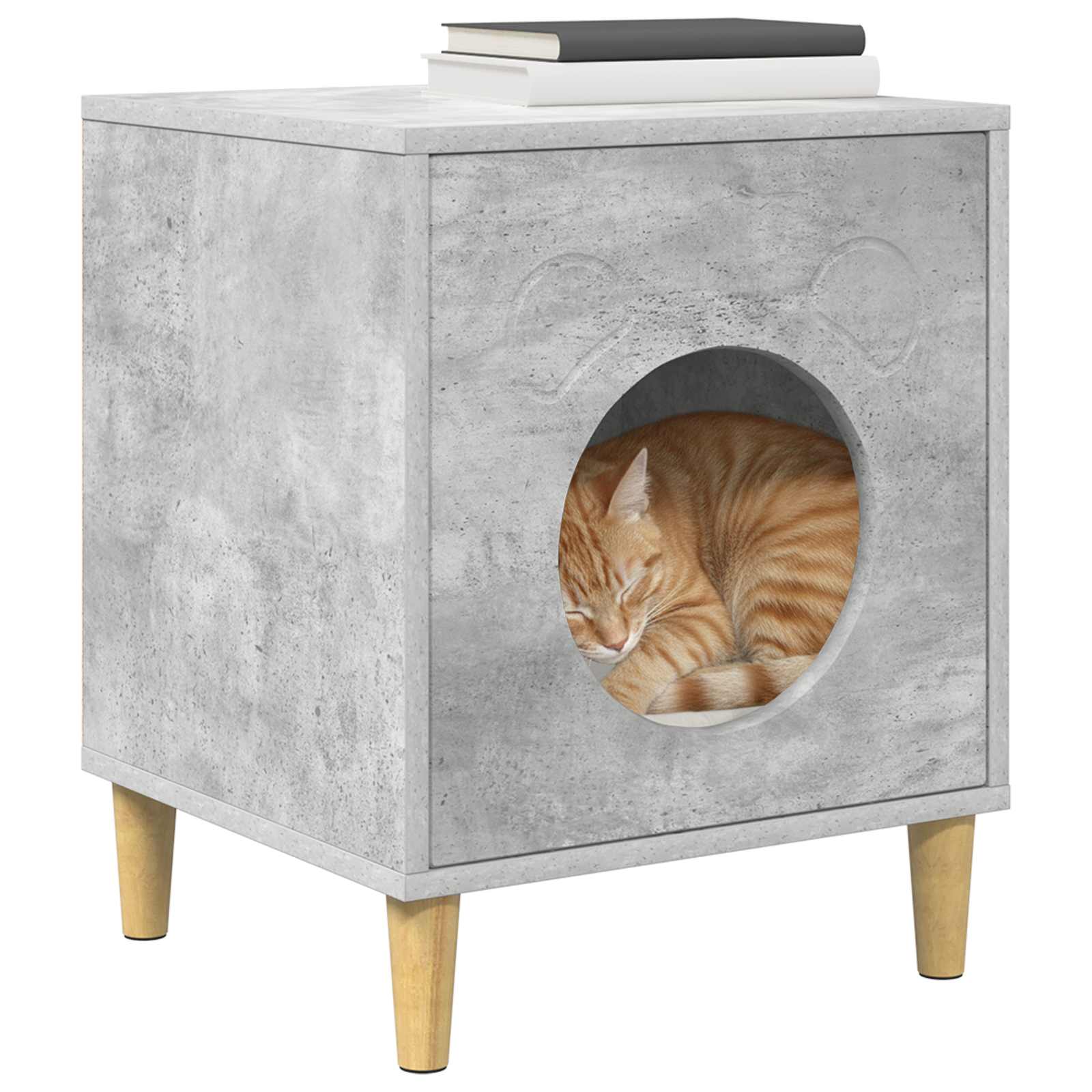 Kattenhuis Beton 42,5 x 40 x 53 cm Bewerkt hout