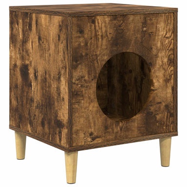 Kattenhuis Gerookt eiken 42,5 x 40 x 53 cm Bewerkt hout