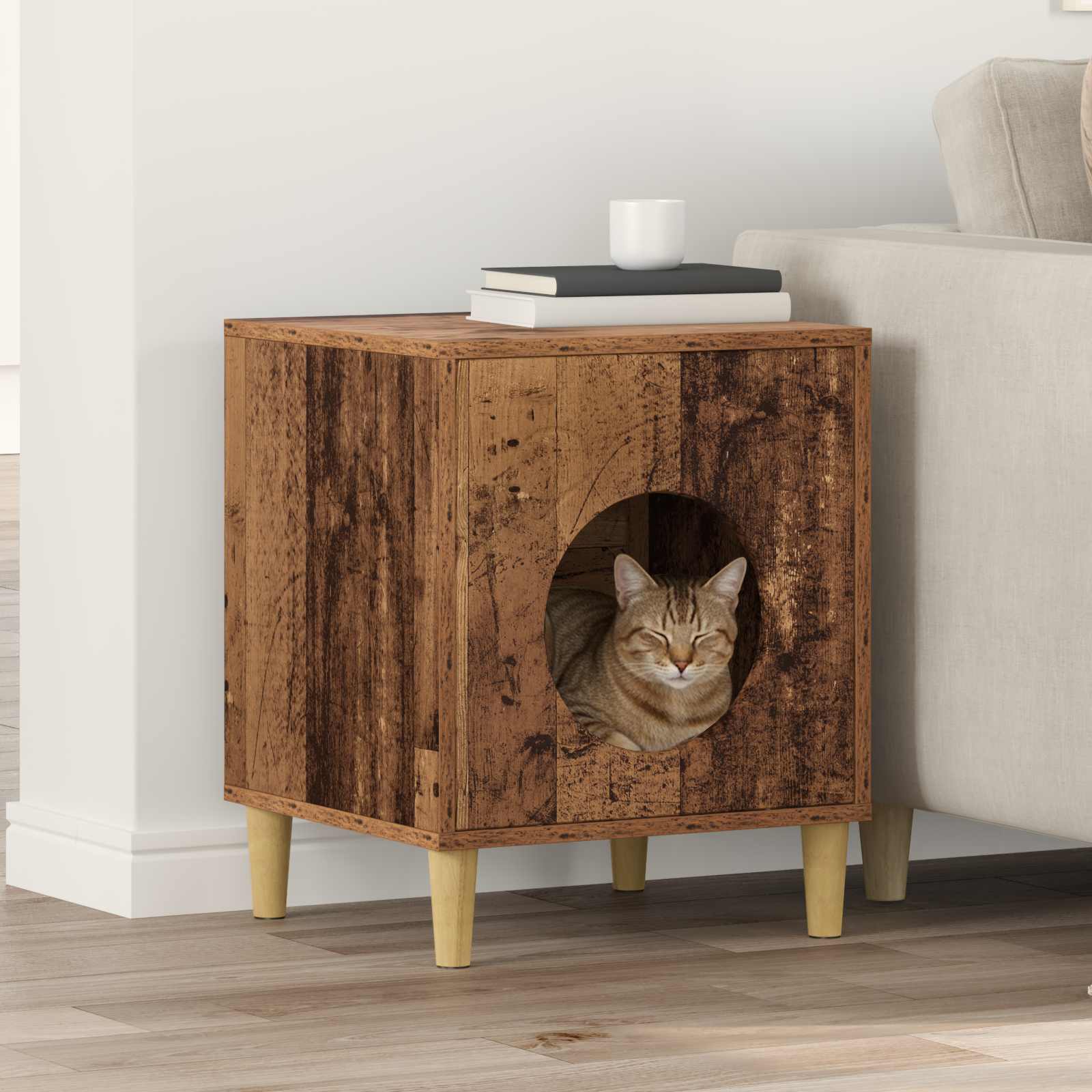 Kattenhuis Oudhout 42,5 x 40 x 53 cm Bewerkt hout