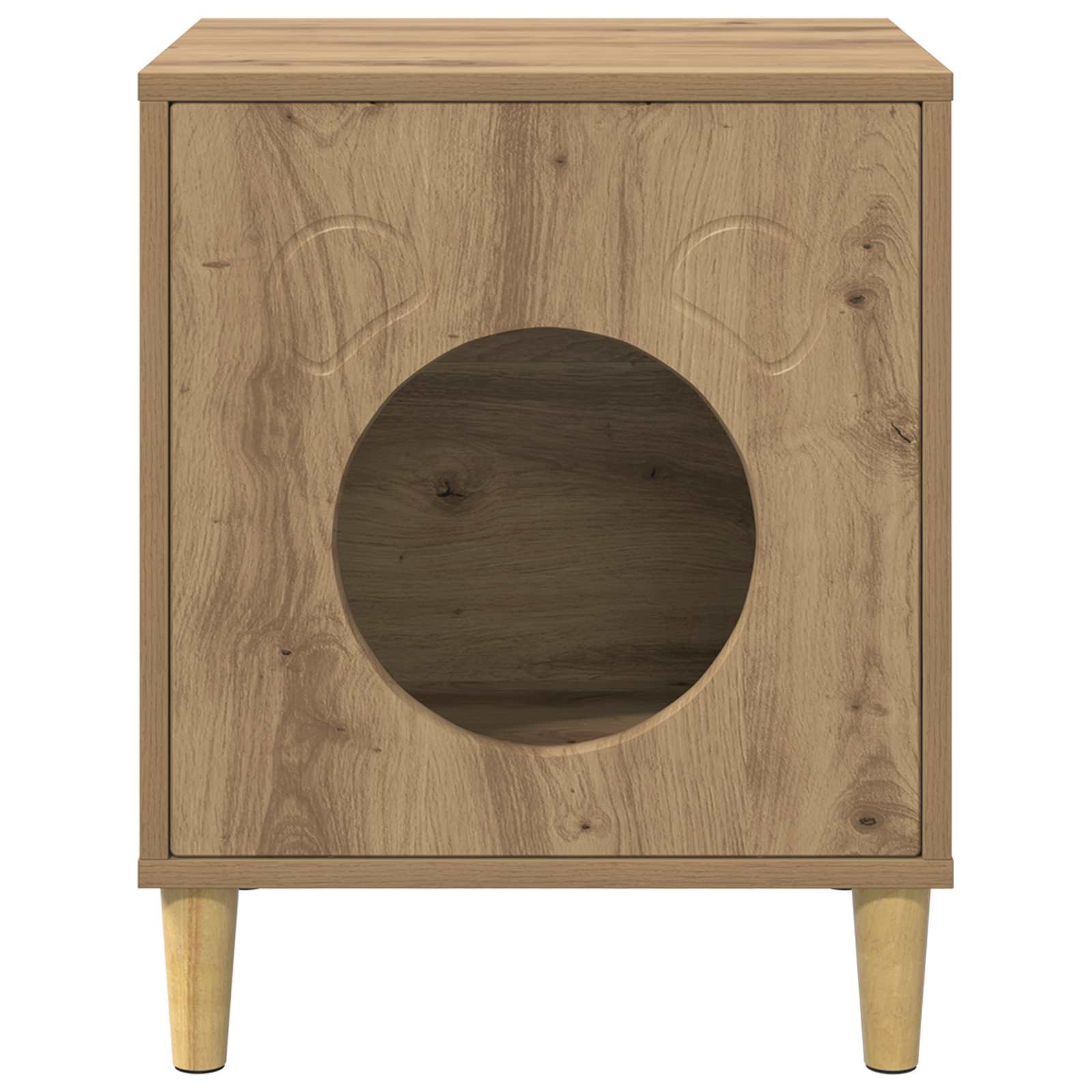 Kattenhuis Ambachtelijk eiken 42,5 x 40 x 53 cm Bewerkt hout