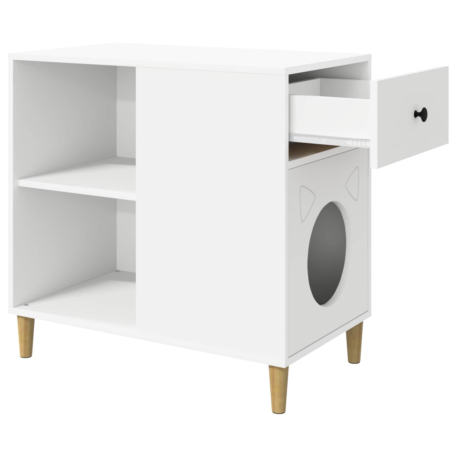 Kattenhuis Wit 72 x 42,5 x 70 cm Bewerkt hout