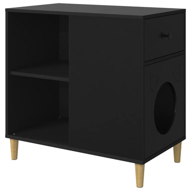 Kattenhuis Zwart 72 x 42,5 x 70 cm Bewerkt hout