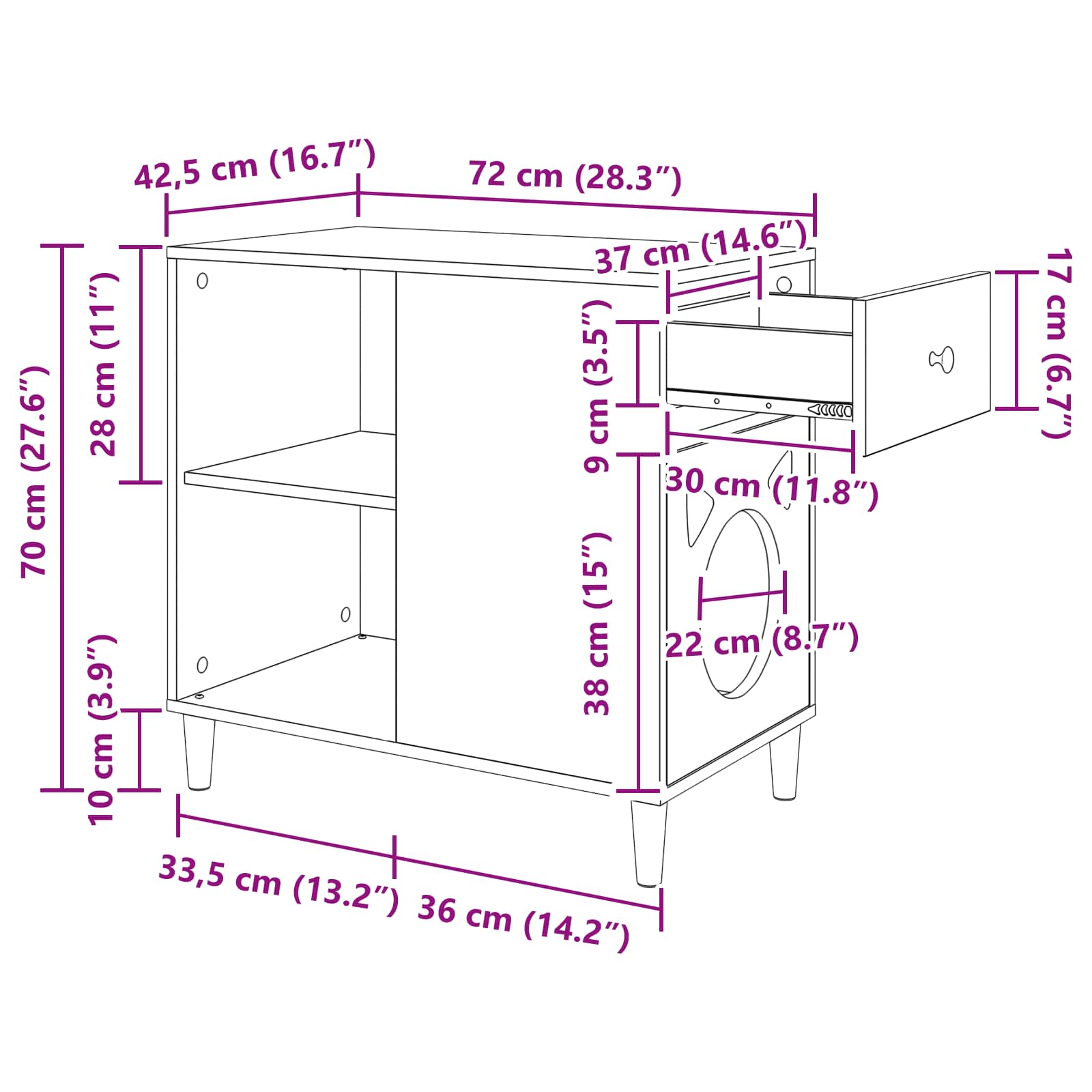 Kattenhuis Zwart 72 x 42,5 x 70 cm Bewerkt hout