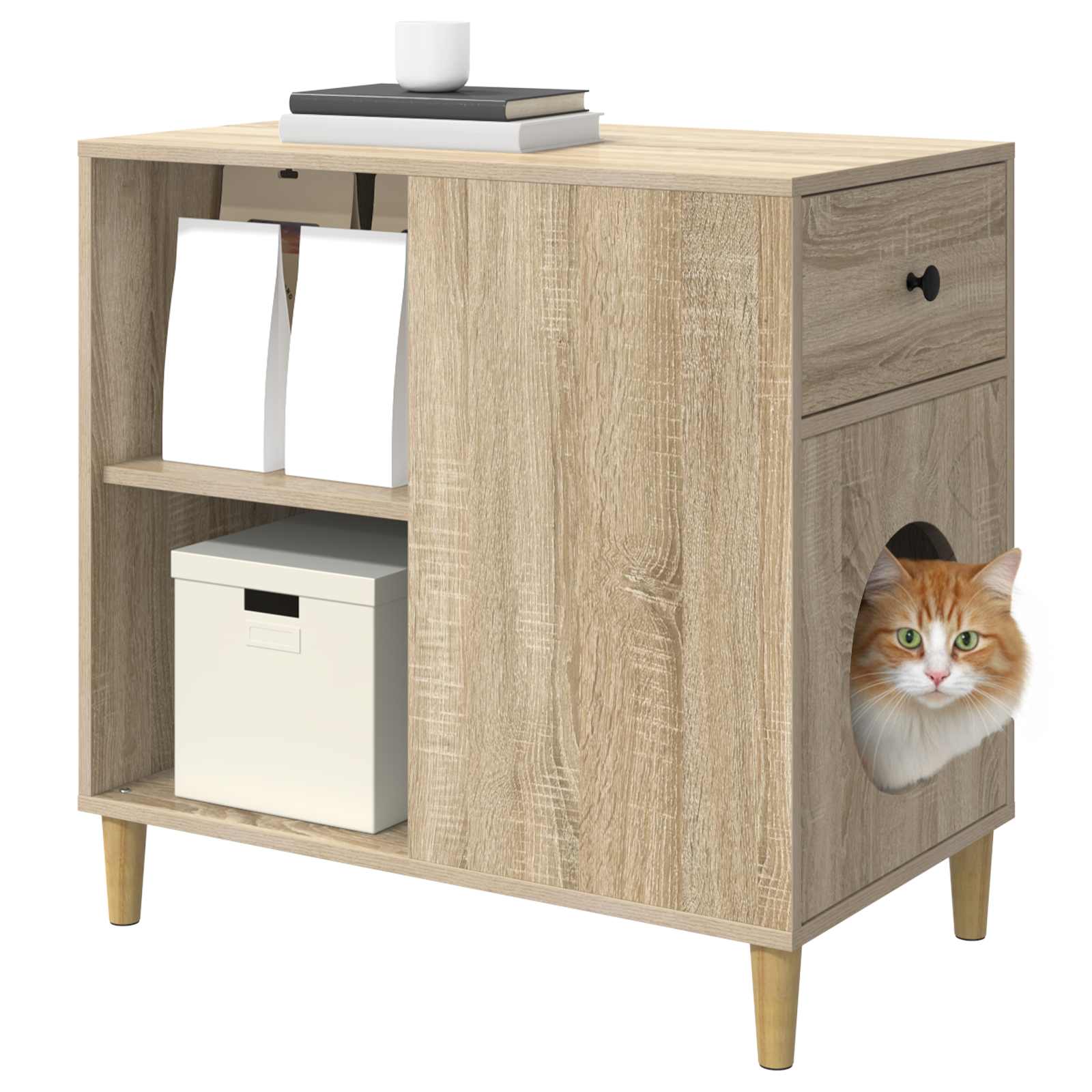 Kattenhuis Sonoma 72 x 42,5 x 70 cm Bewerkt hout