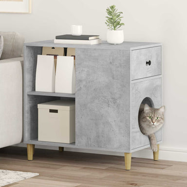 Kattenhuis Beton 72 x 42,5 x 70 cm Bewerkt hout