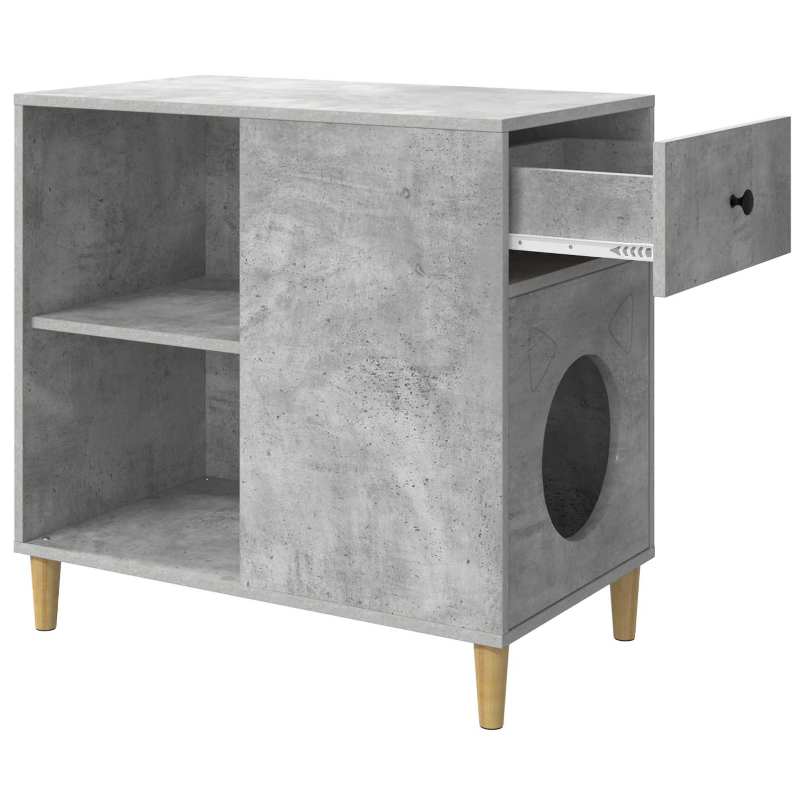 Kattenhuis Beton 72 x 42,5 x 70 cm Bewerkt hout