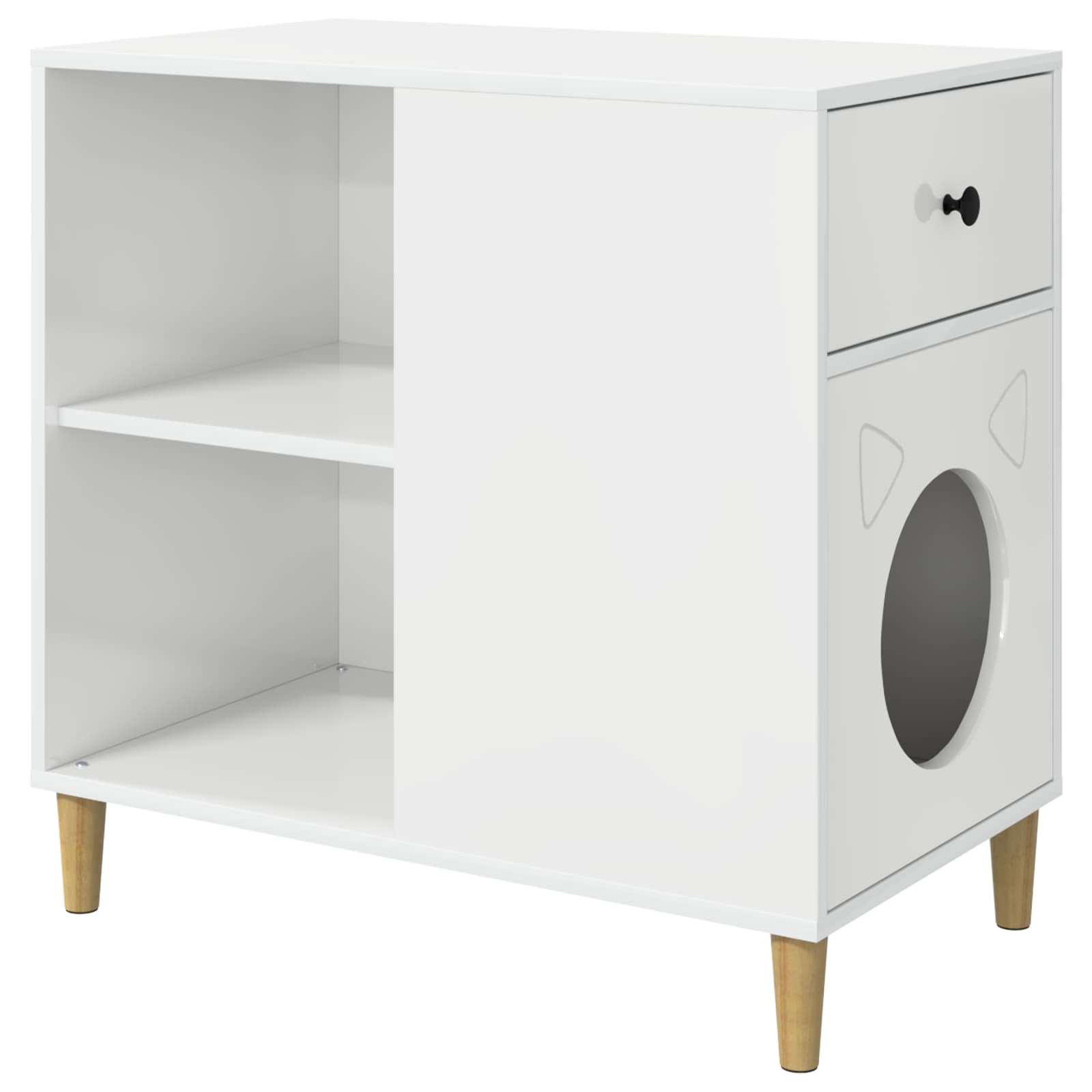 Kattenhuis Glanzend Wit 72 x 42,5 x 70 cm Bewerkt hout