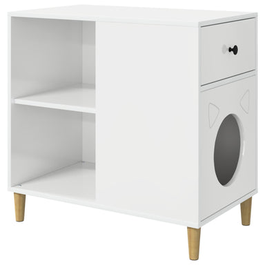 Kattenhuis Glanzend Wit 72 x 42,5 x 70 cm Bewerkt hout
