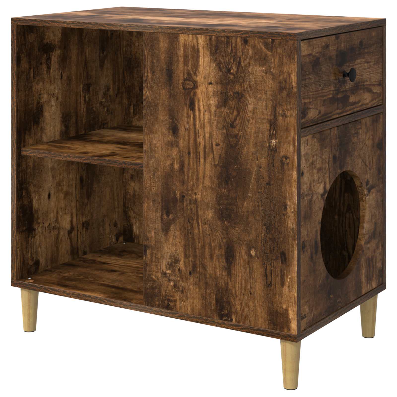 Kattenhuis Gerookt eiken 72 x 42,5 x 70 cm Bewerkt hout