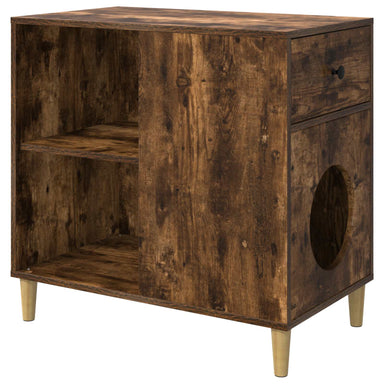 Kattenhuis Gerookt eiken 72 x 42,5 x 70 cm Bewerkt hout