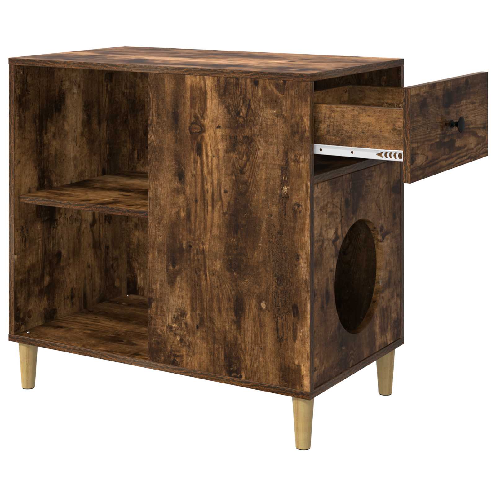 Kattenhuis Gerookt eiken 72 x 42,5 x 70 cm Bewerkt hout
