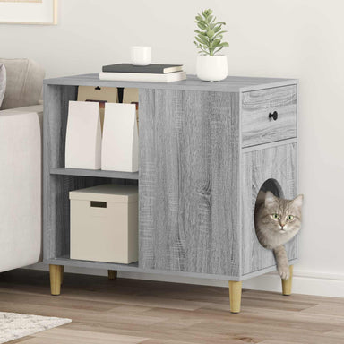 Kattenhuis Grijs Sonoma 72 x 42,5 x 70 cm Bewerkt hout