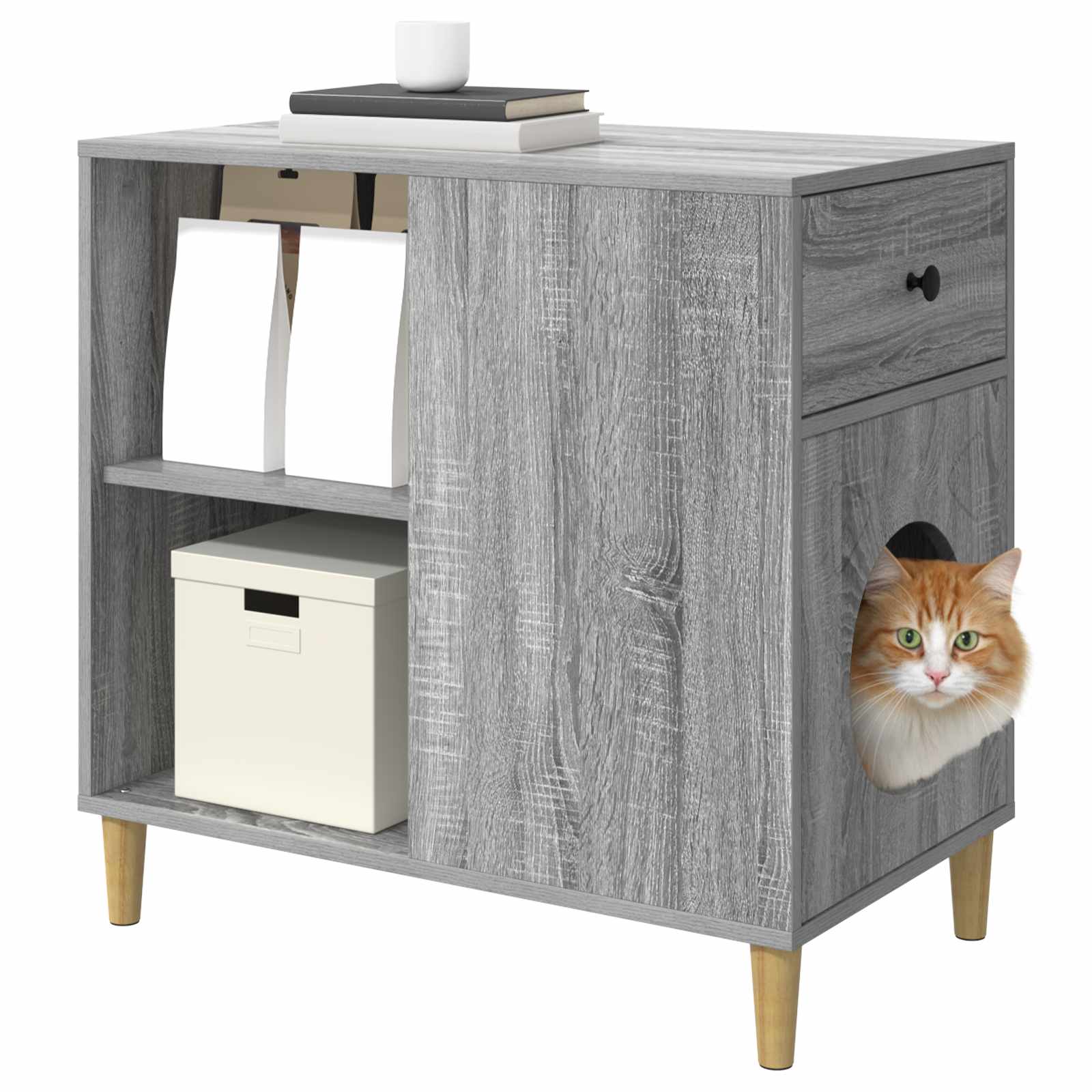 Kattenhuis Grijs Sonoma 72 x 42,5 x 70 cm Bewerkt hout
