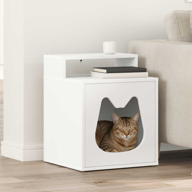 Kattenhuis Wit 42,5 x 40 x 53,5 cm Bewerkt hout