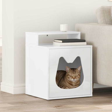 Kattenhuis Glanzend Wit 42,5 x 40 x 53,5 cm Bewerkt hout