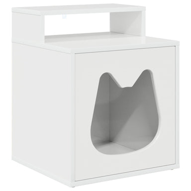 Kattenhuis Glanzend Wit 42,5 x 40 x 53,5 cm Bewerkt hout