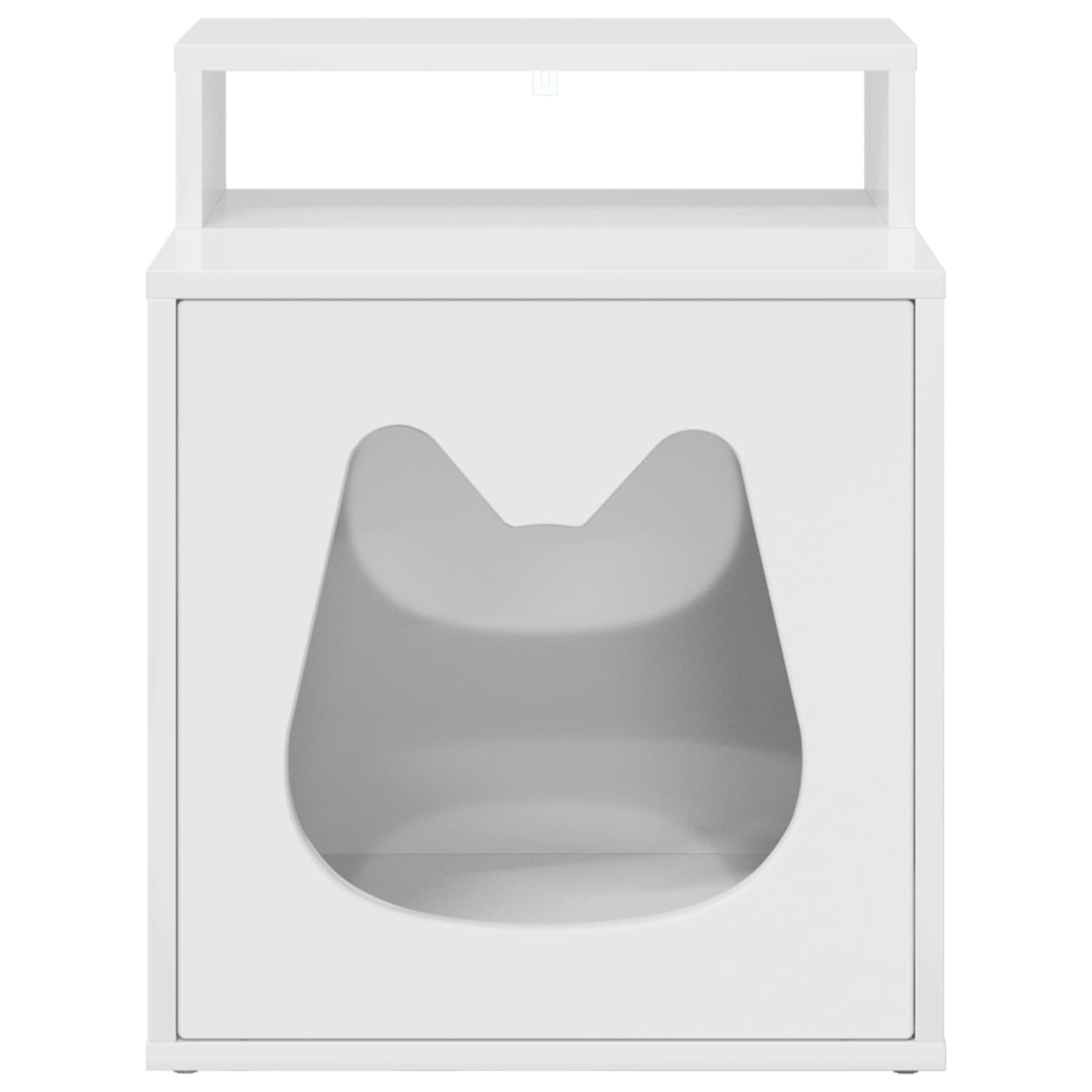 Kattenhuis Glanzend Wit 42,5 x 40 x 53,5 cm Bewerkt hout