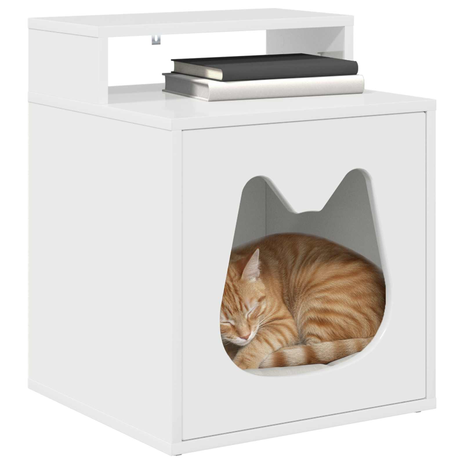 Kattenhuis Glanzend Wit 42,5 x 40 x 53,5 cm Bewerkt hout