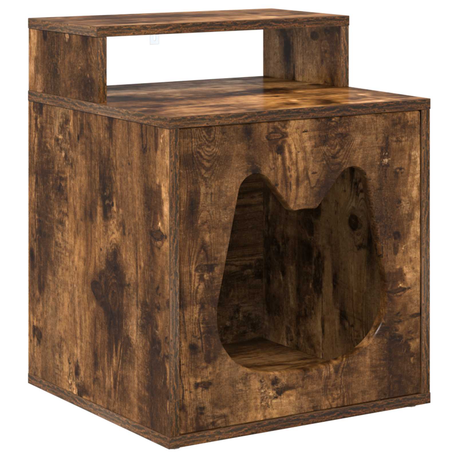 Kattenhuis Gerookt eiken 42,5 x 40 x 53,5 cm Bewerkt hout