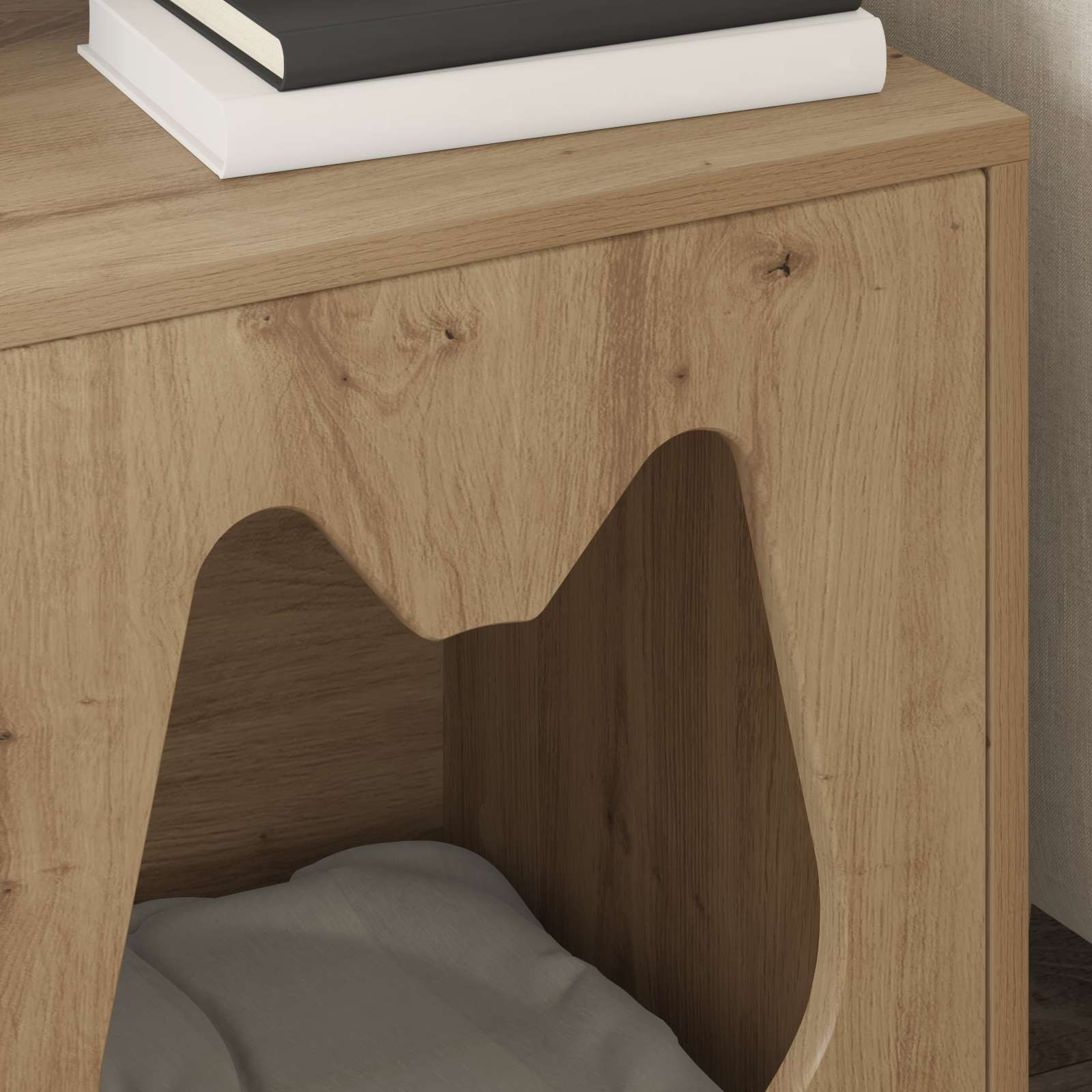 Kattenhuis Artisanaal eiken 42,5 x 40 x 53,5 cm Bewerkt hout