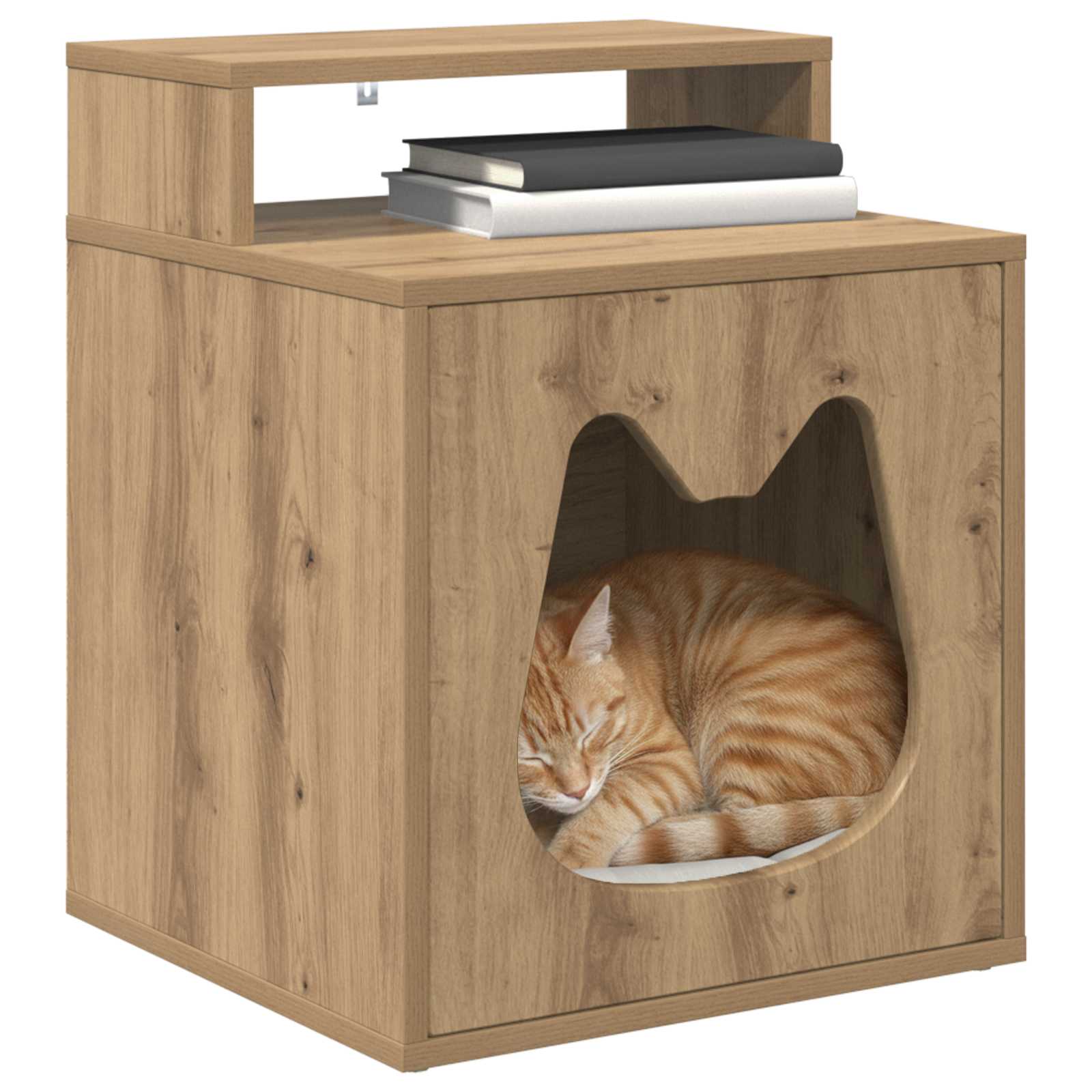 Kattenhuis Artisanaal eiken 42,5 x 40 x 53,5 cm Bewerkt hout