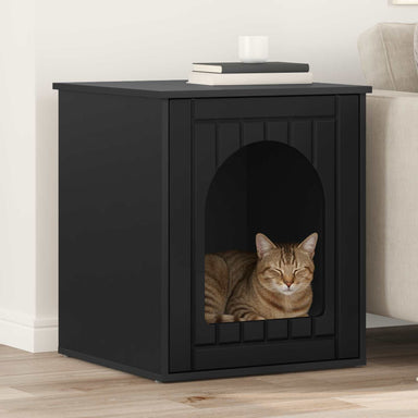 Kattenhuis Zwart 53 x 52 x 62 cm Bewerkt hout
