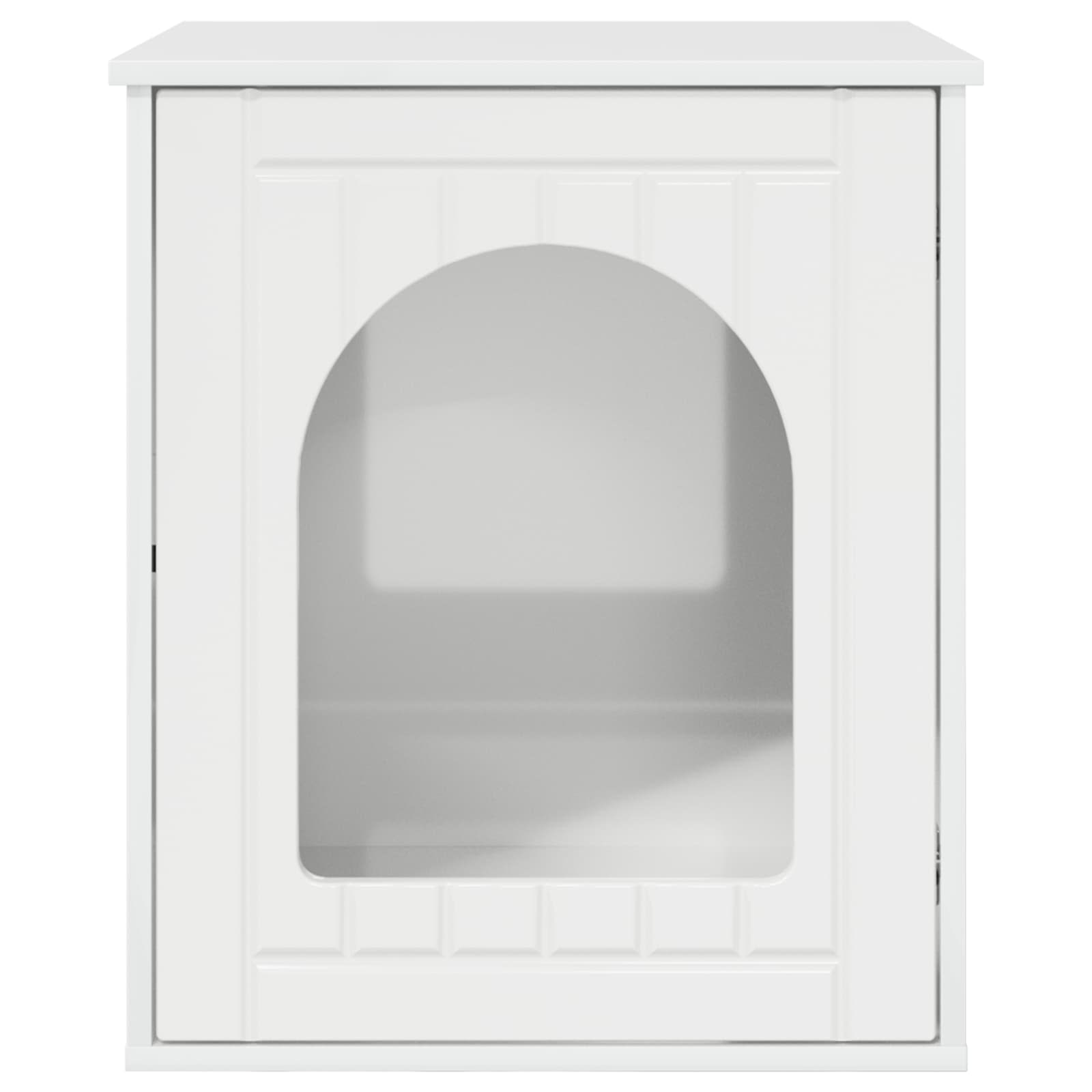 Kattenhuis Glanzend Wit 53 x 52 x 62 cm Bewerkt hout