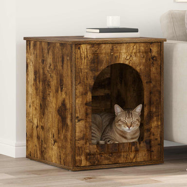 Kattenhuis Gerookt eiken 53 x 52 x 62 cm Bewerkt hout