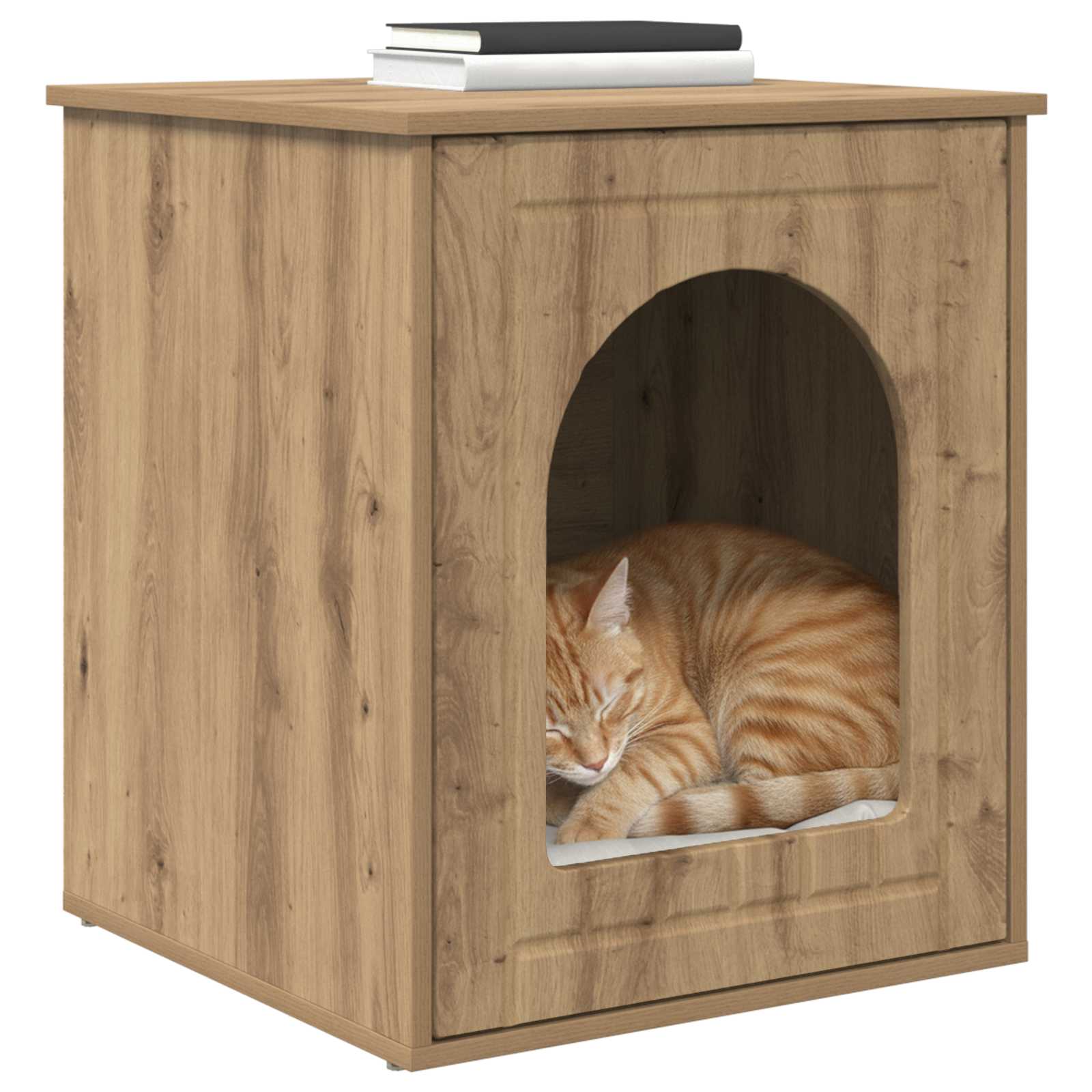 Kattenhuis Ambachtelijk eiken 53 x 52 x 62 cm Bewerkt hout