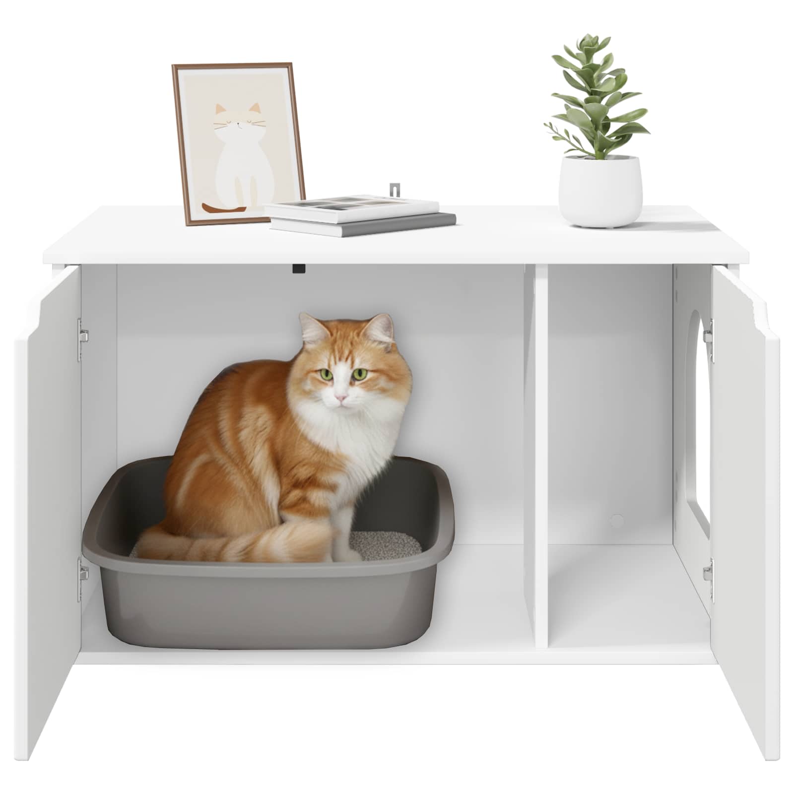 Kattenhuis Wit 85 x 55 x 50,5 cm Bewerkt hout